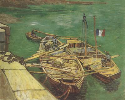 Vincent Van Gogh Quay with Men Unloading Sand Barges (nn04) oil painting picture